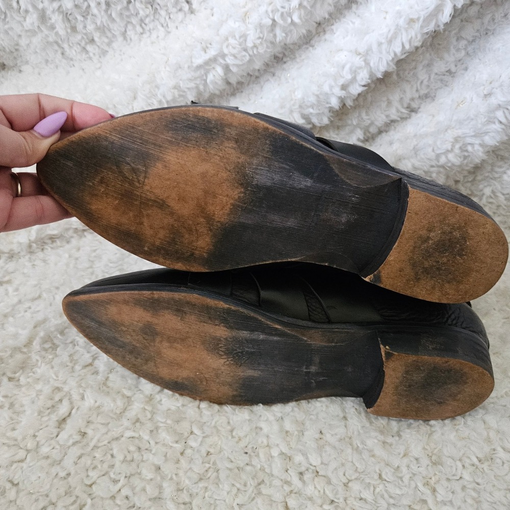 Free People Black Leather Style Nine Booties Shooties sz 40 - Picture 4 of 7
